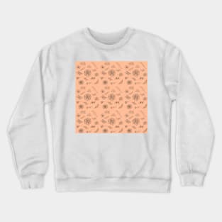 Floral Pattern on a Peach Background Crewneck Sweatshirt